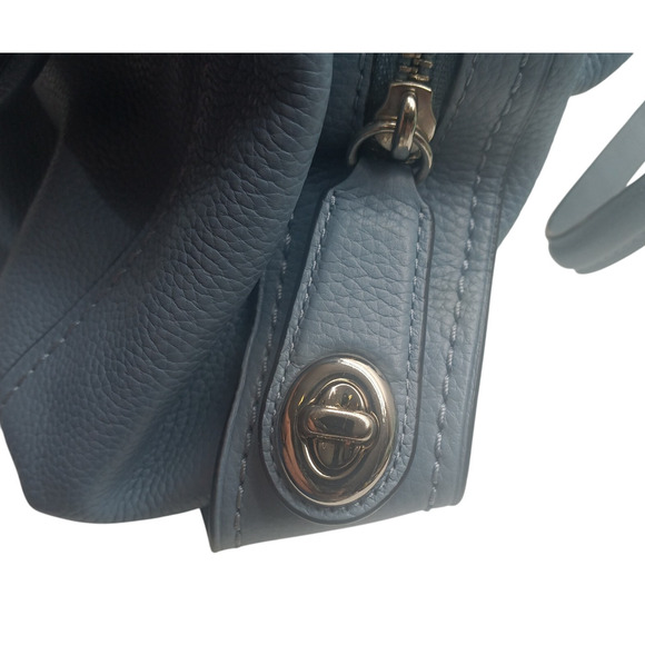 Coach 57125 Edie Turnlock Chambray Blue Triple Compartment Shoulder Bag - Picture 2 of 16